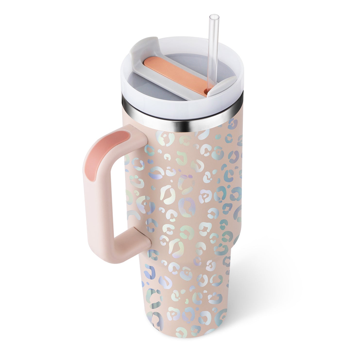 40 Oz Tumbler With Handle Straw Insulated, Stainless Steel Spill Proof Vacuum Coffee Cup Travel