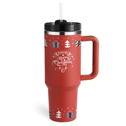 40 Oz Tumbler With Handle Straw Insulated, Stainless Steel Spill Proof Vacuum Coffee Cup Travel