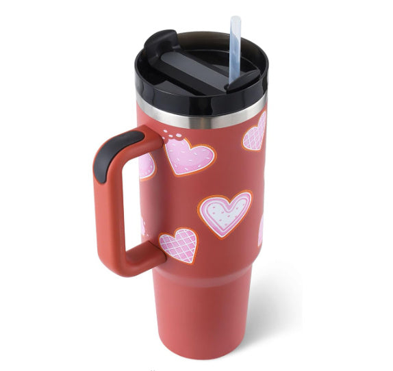 40 Oz Tumbler With Handle Straw Insulated, Stainless Steel Spill Proof Vacuum Coffee Cup Travel