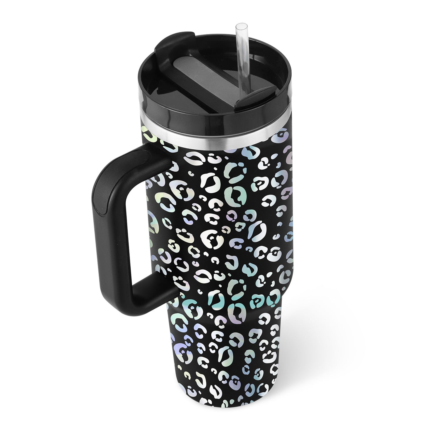 40 Oz Tumbler With Handle Straw Insulated, Stainless Steel Spill Proof Vacuum Coffee Cup Travel