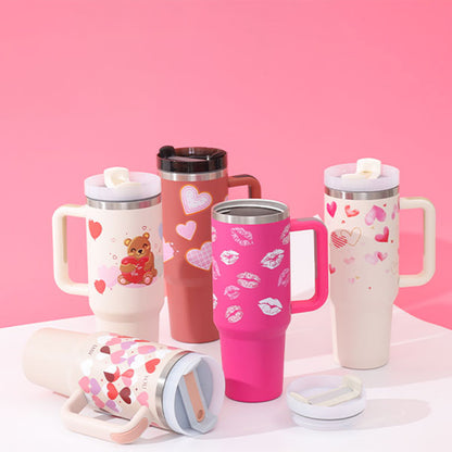 40 Oz Tumbler With Handle Straw Insulated, Stainless Steel Spill Proof Vacuum Coffee Cup Travel